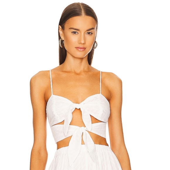 Michael Costello X Revolve White Strappy Crop Top - Picture 2 of 4